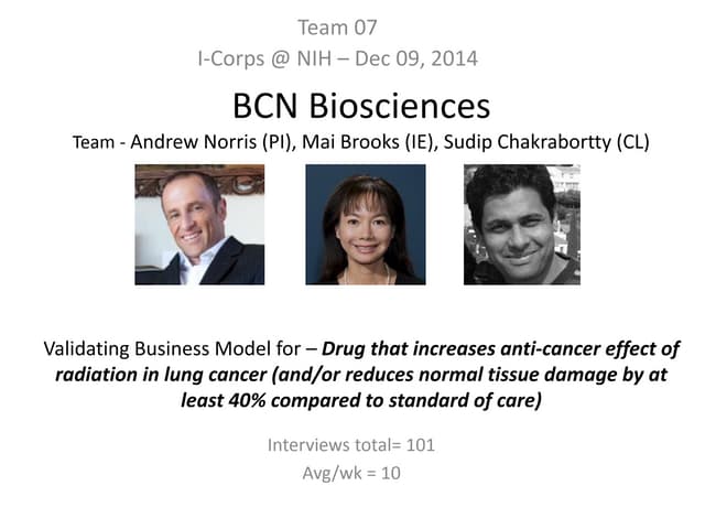 BCN Biosciences I-corps@nih 121014 
