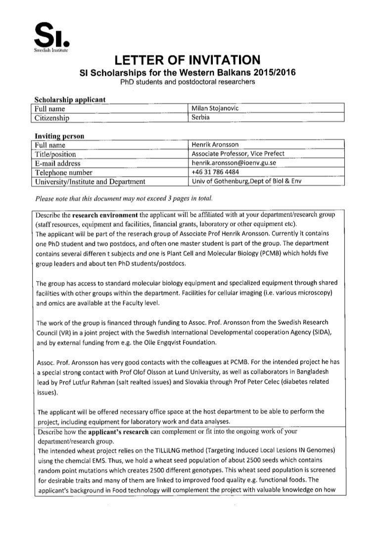 letter upcoming for invitation event Letter University of Invitation Gothenburg from of