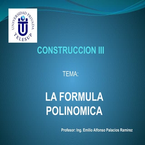 ELABORACION DE LA FORMULA POLINOMICA EN CADA UNO