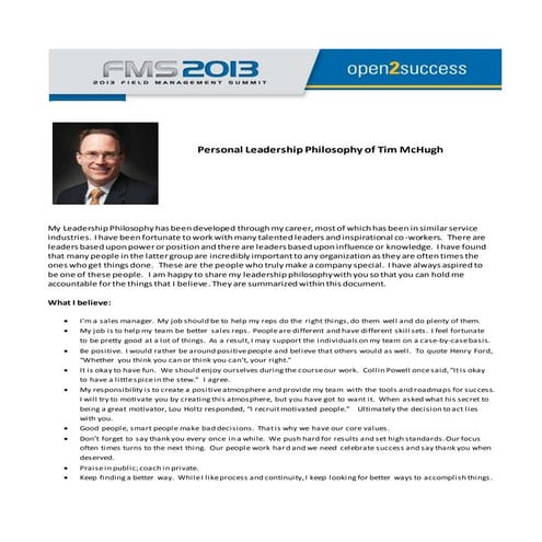 My Personal Leadership Philosophy - TM