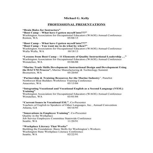 Professional Presentations