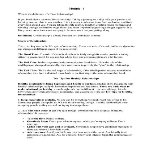 psychology notes on relationship management | DOC