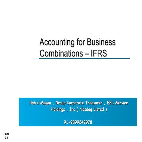 Business Combinations - IFRS & US GaaP