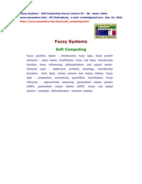 Fuzzy Systems by using fuzzy set (Soft Computing)
