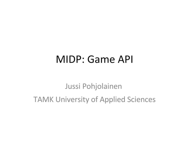 MIDP: Game API