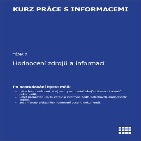 Hodnocení informančích zdrojů