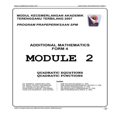 modul 2 add maths 07 | PDF | Physics | Science