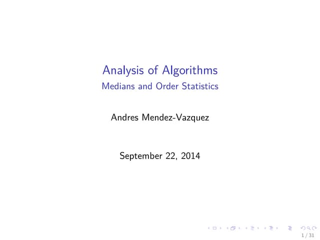07 Analysis of Algorithms: Order Statistics