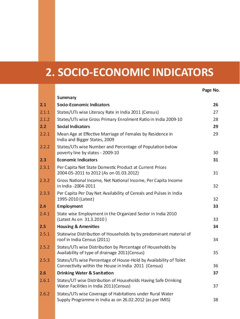 Socio economic indicators
