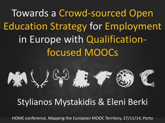Towards a crowd sourced open education strategy for employment in europe