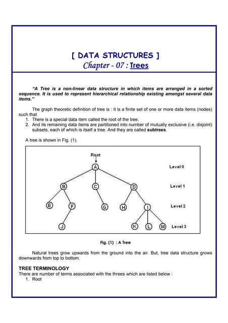 Tree terminology and introduction to binary tree | PDF