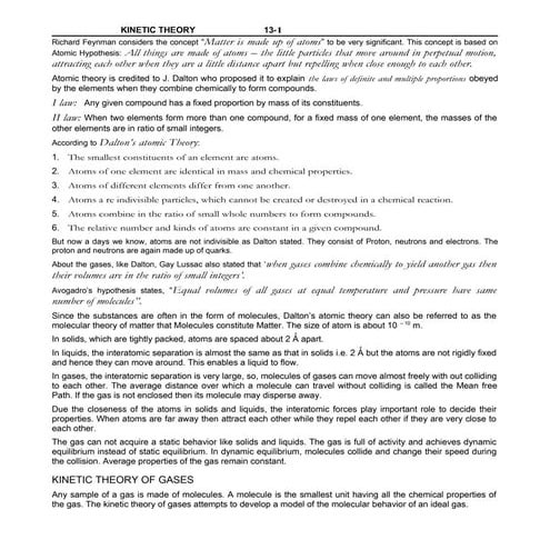07 xi kinetic theory of gases notes