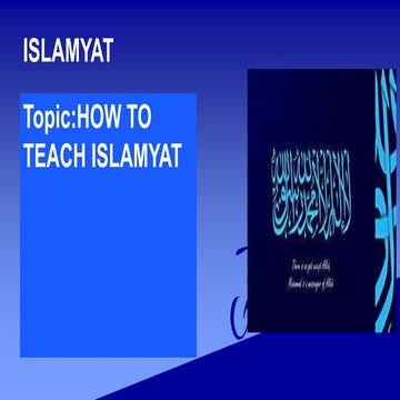 08 09-2020 how to teach isalmiyat