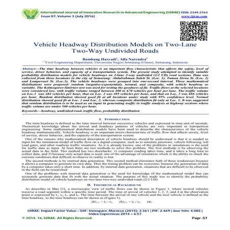 Vehicle Headway Distribution Models on Two-Lane Two-Way Undivided Roads