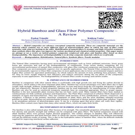 Hybrid Bamboo and Glass Fiber Polymer Composite – A Review