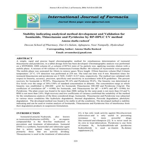 Stability indicating analytical method development and Validation for Isoniaz...