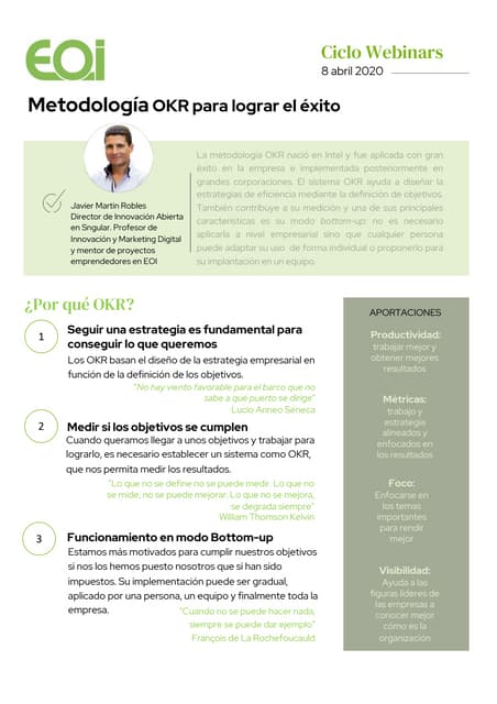 Metodologia OKR para lograr el éxito por Javier Martín