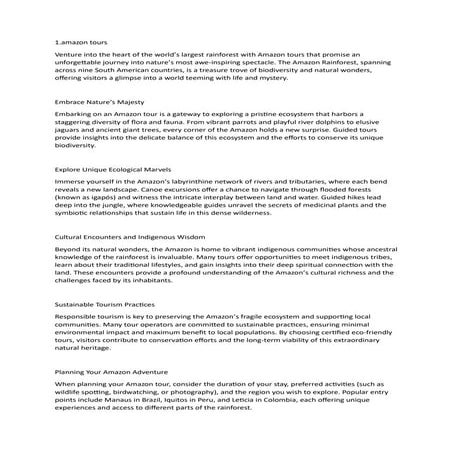 amazon tours ,                         .