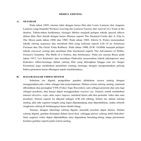 Bahan Ajar Modul Editing Kelas Sinematografi