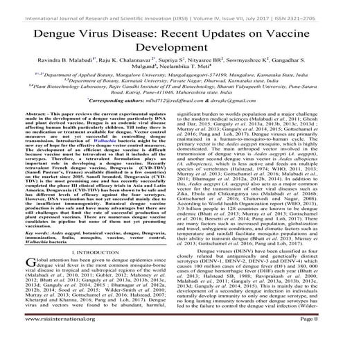 Dengue Virus Disease: Recent Updates on Vaccine Development | PDF