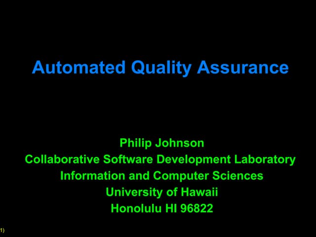 Introduction to automated quality assurance