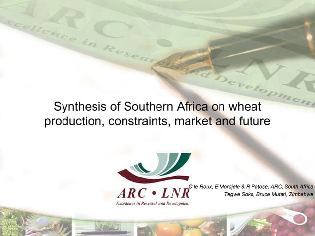 Regional perspective – Southern Africa: production, constraints, market, future