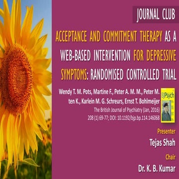 Acceptance and Commitment Therapy as a Web-based Intervention for ...