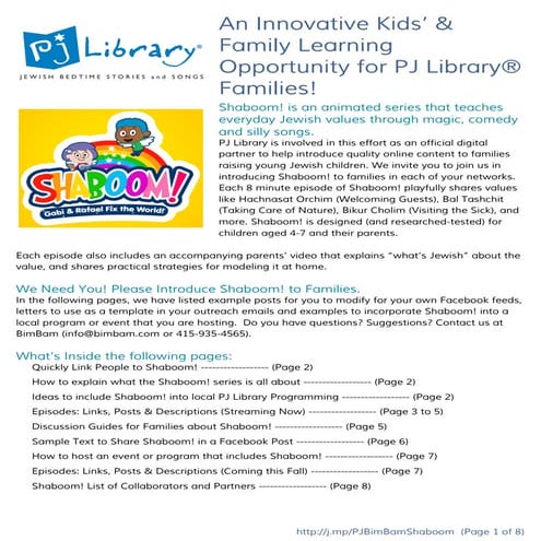 PJ Library introduces Shaboom!