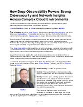 How Deep Observability Powers Strong Cybersecurity and Network Insights Across Complex Cloud Environments