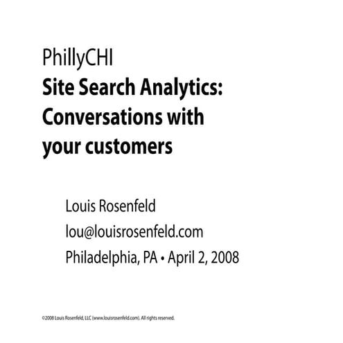 PhillyCHI Site Search Analytics presentation (April 2, 2008)
