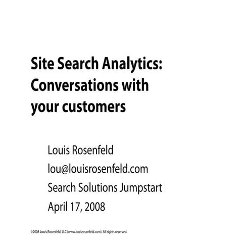 Site Search Analytics:  Conversations with your customers