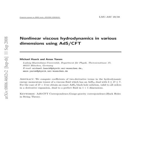Nonlinear viscous hydrodynamics in various dimensions using AdS/CFT