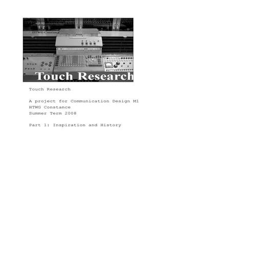 Touch Research 1: Inspiration and History [Handouts]