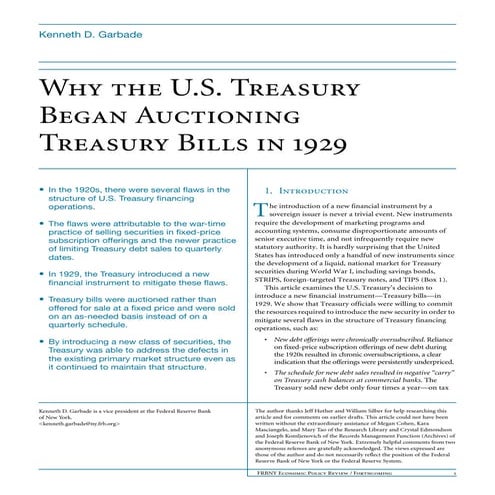 Why the U.S. Treasury Began Auctioning Treasury Bill in 1929