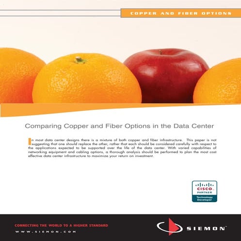 Comparing Copper and Fiber Options Data Center
