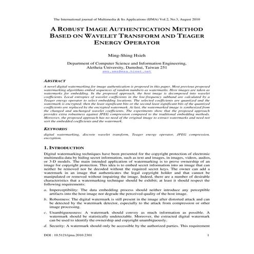 Robust Image Watermarking Method using Wavelet Transform | PDF