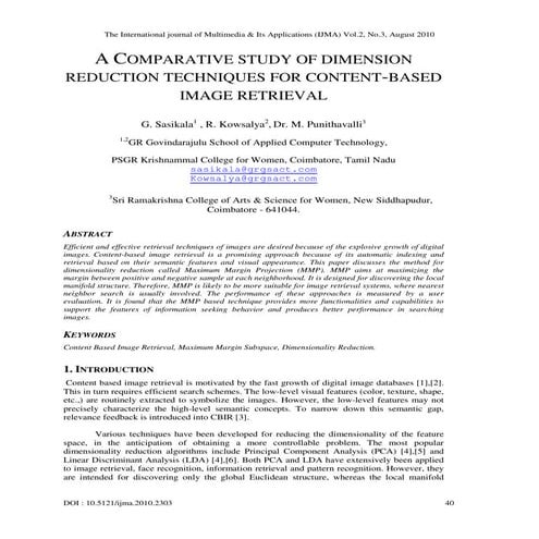 A COMPARATIVE STUDY OF DIMENSION REDUCTION TECHNIQUES FOR CONTENT-BASED ...