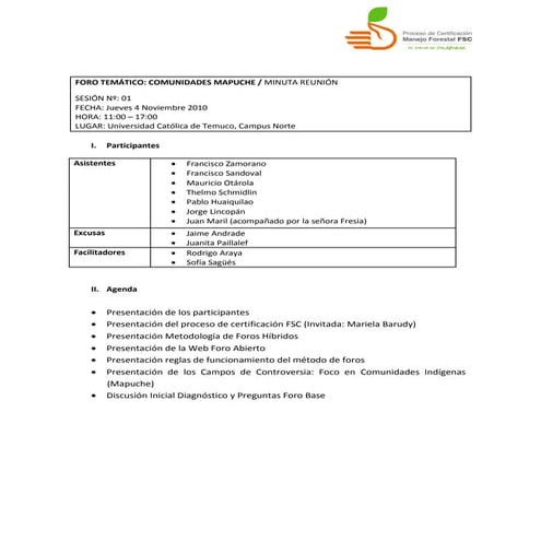 081110 minuta sesión 1 foro de comunidades mapuche