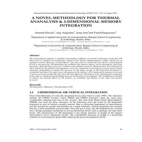A NOVEL METHODLOGY FOR THERMAL ANANALYSIS & 3-DIMENSIONAL MEMORY INTEGRATION 