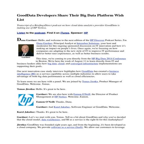 GoodData Developers Share Their Big Data Platform Wish List