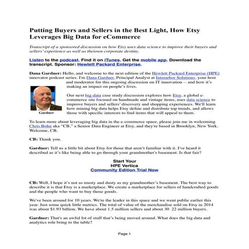 Putting Buyers and Sellers in the Best Light, How Etsy Leverages Big Data for...