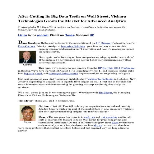 After Cutting its Big Data Teeth on Wall Street, Vichara Technologies Grows t...