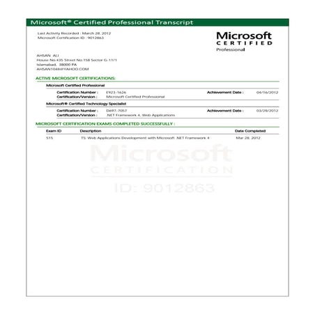 Microsoft Learning Transcript.PDF