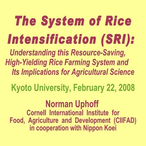 0819 The System of Rice Intensification (SRI):  Understanding this Resource-S...
