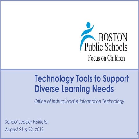 Technology Tools to Support Diverse Learning Needs