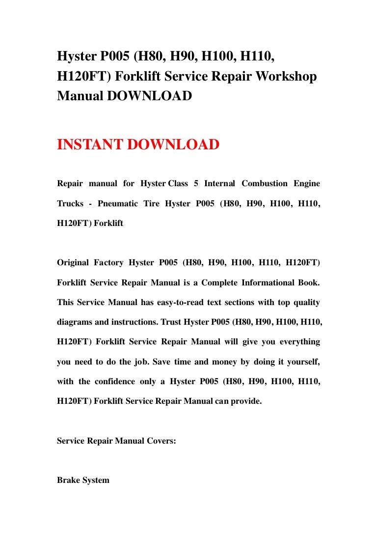 ... H110, H120FT) Forklift Service Repair Wo…  Hyundai_Tucson_2012_Factory_Service_Repair_Manual by Guang Hui - issuu.  Hyundai r290 lc 7 crawler excavator ...