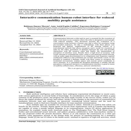 Interactive communication human-robot interface for reduced mobility people a...