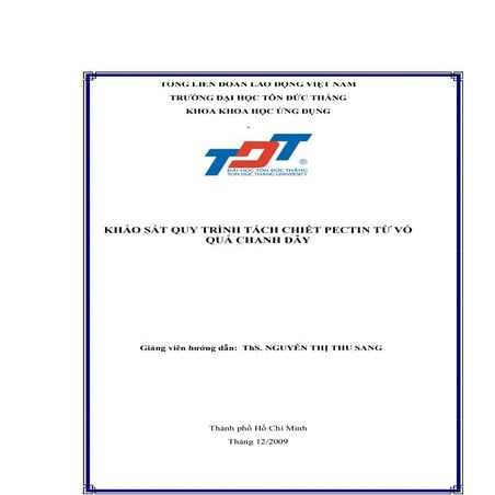 Khảo Sát Quy Trình Tách Chiết PECTIN Từ Vỏ Quả Chanh Dây _08312712092019