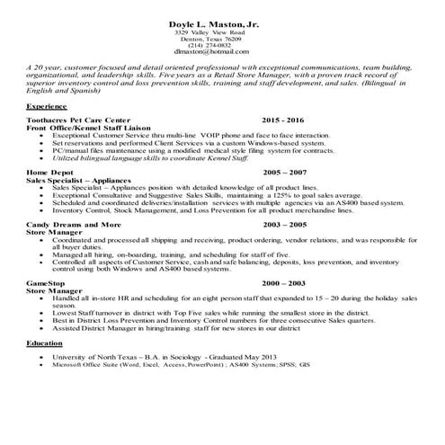 Doyle 2017 Resume CS IC