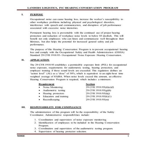 Hearing Conservation program